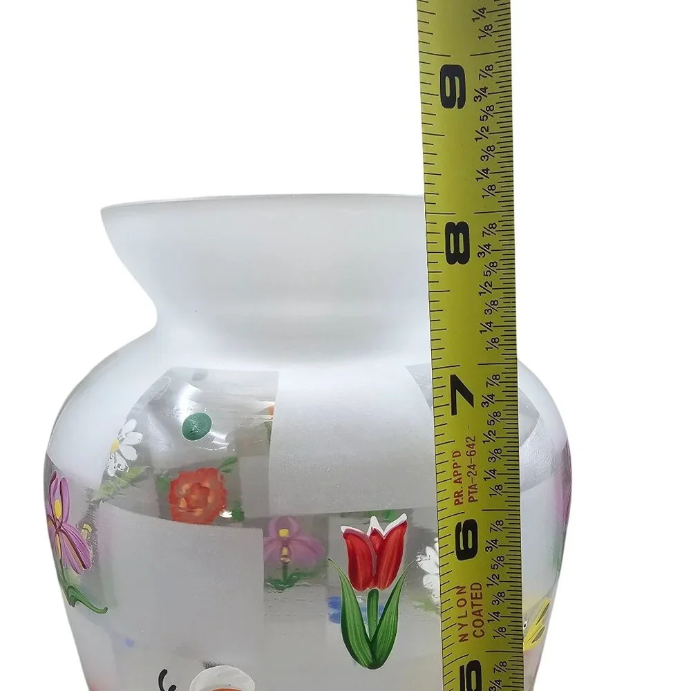 Lenox Nature's Splendor Handpainted Glass Vase Flowers Insects w/Box Signed